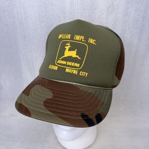 John Deere Vintage Trucker Hat Cap Insulated Foam McLean Implement Inc Camo NWOT